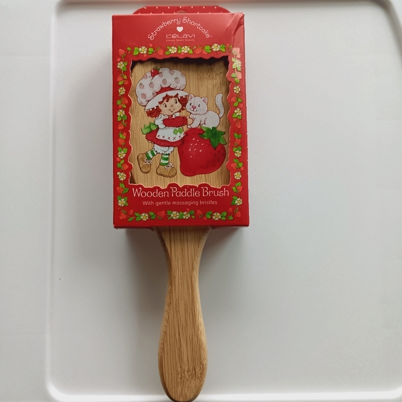 Strawberry Shortcake Other - New Strawberry Shortcake Wooden Paddle Brush Massaging Bristles Celavi Bamboo